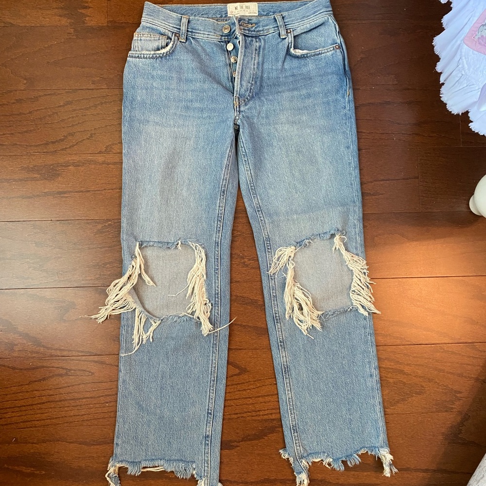 we the free ripped straight leg jeans size 24